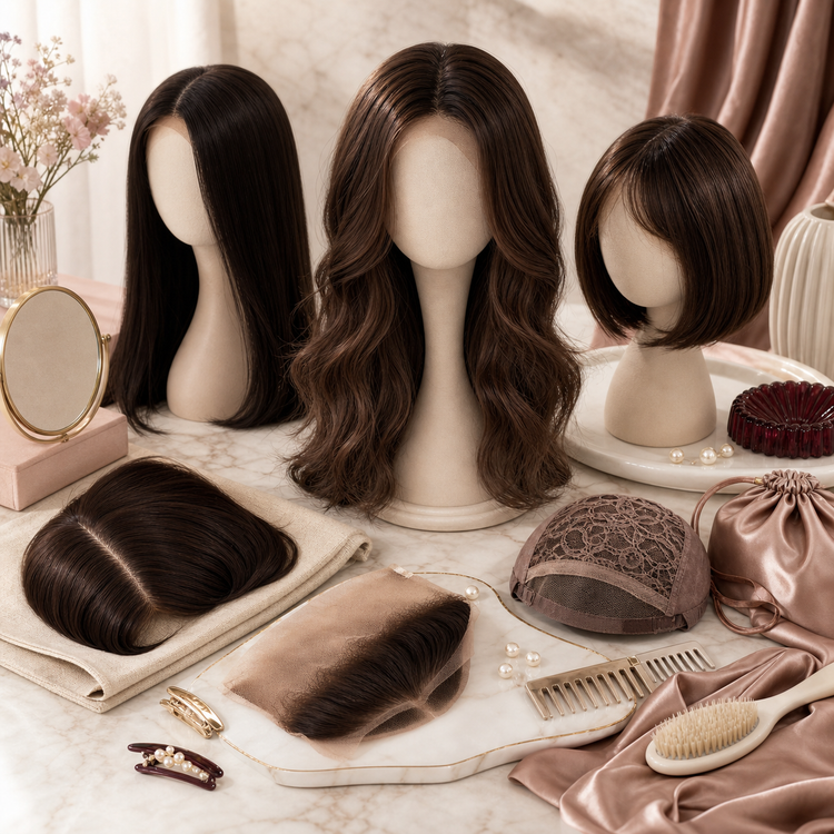 Swanollia Hair Wigs collection with natural-looking wigs, lace-look wigs, hair pieces, soft wave styles, straight wig styles and everyday wig options