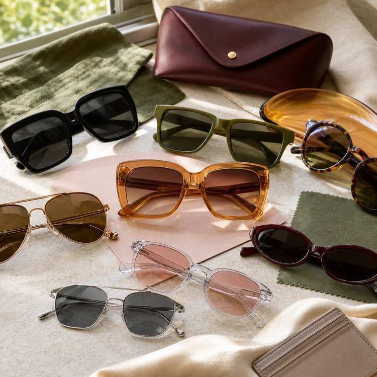 Swanollia Sunglasses collection with fashion sunglasses, square frames, aviators, tinted lenses, tortoise frames, clear frames and classic everyday styles