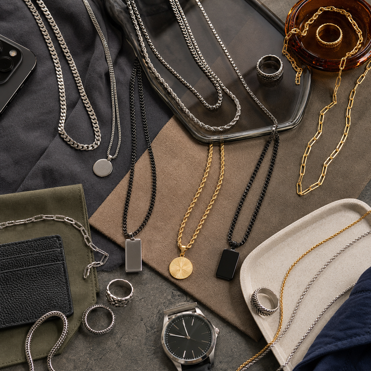 Swanollia Date Night Jewelry and Accessories collection with statement earrings, layered necklaces, rings, bracelets, watch, clutch, pearls and crystal details