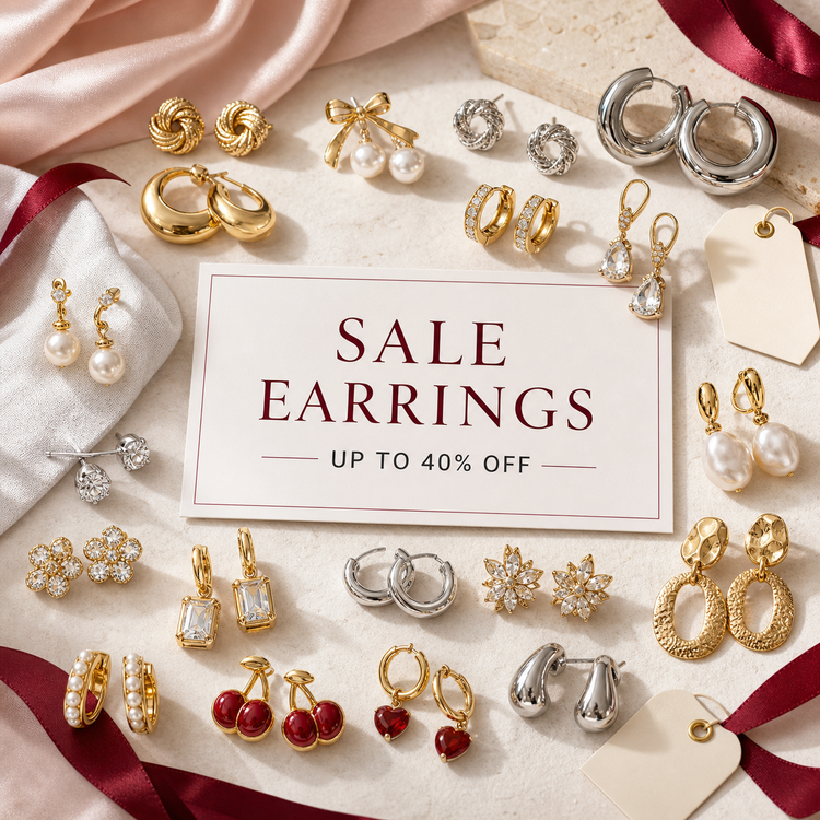 Swanollia Sale Earrings collection with up to 40 percent off studs, hoop earrings, pearl earrings, crystal drops and statement earrings