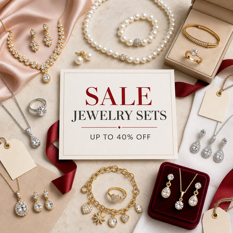 Swanollia Sale Jewelry Sets collection with up to 40 percent off matching necklace sets, earring sets, bracelet sets, ring sets and pearl jewelry sets