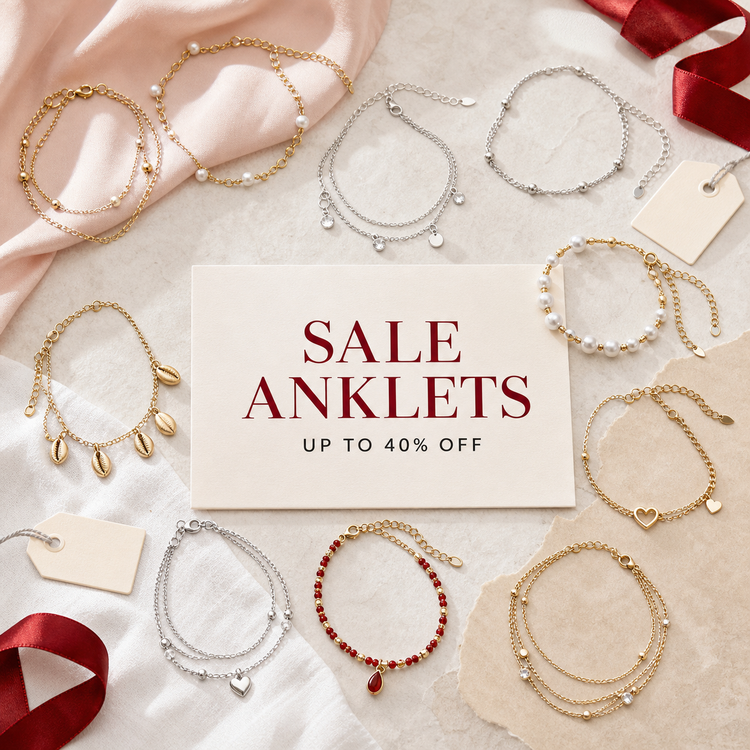 Swanollia Sale Anklets collection with up to 40 percent off gold-tone anklets, silver anklets, charm anklets, pearl anklets and beaded ankle jewelry