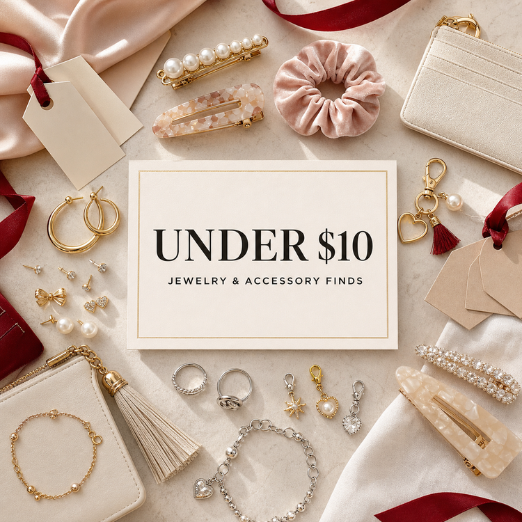 Swanollia Under 10 dollars collection with affordable jewelry, hair accessories, small bags, charms and everyday accessory finds