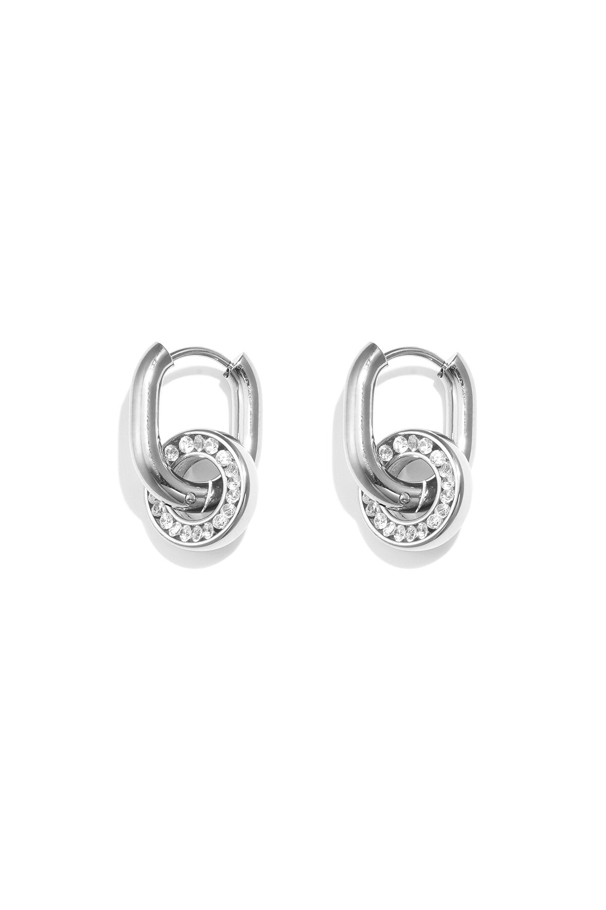 Zircon circle drop earrings in gold and silver color options for simple jewelry looks