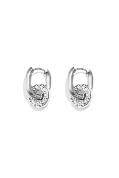 Zircon circle drop earrings in gold and silver color options for simple jewelry looks