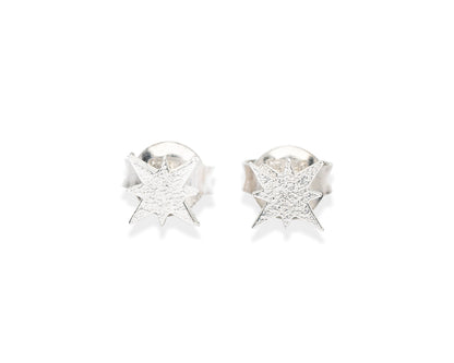 Morning star stud earrings in polished 925 silver with celestial shape